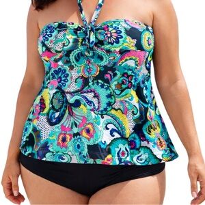 Paisley Tankini Swim Top – Women’s Size 16 – Flattering & Comfortable